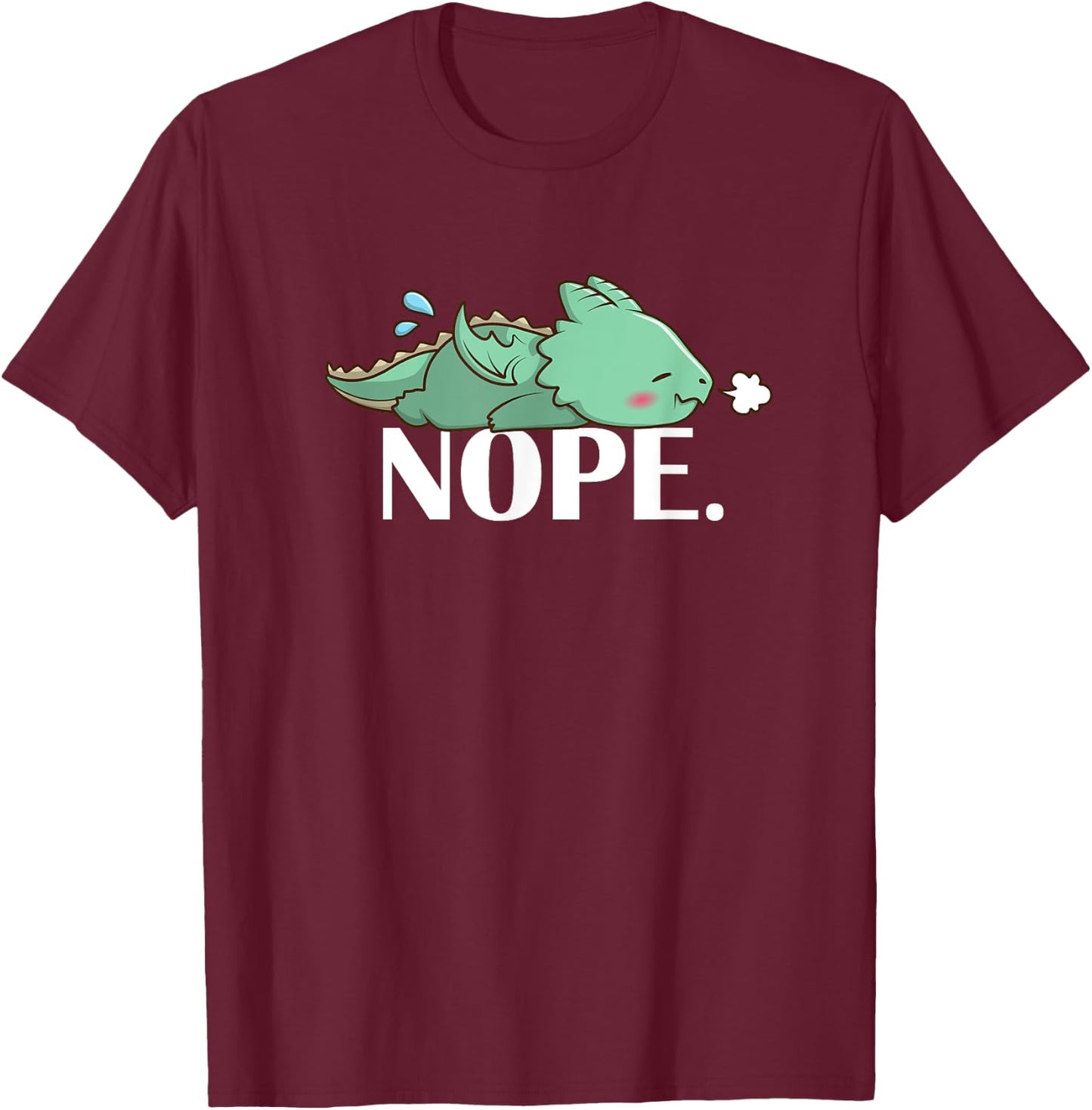 Funny Chibi Kawaii Kids Napping NOPE Dragon Lover T-Shirt - T-Shirt | Maroon
