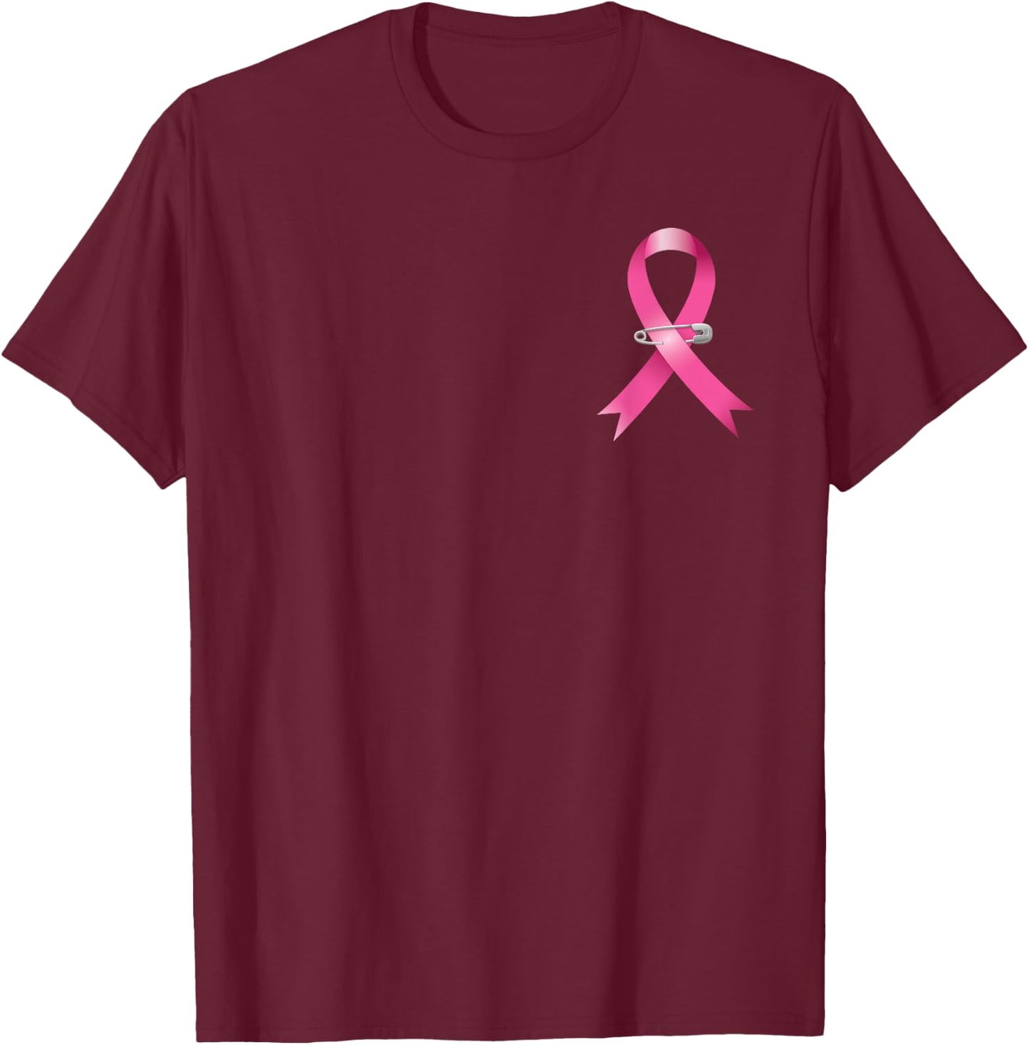 Pink Ribbon Breast Cancer Awareness T-Shirt - T-Shirt | Maroon