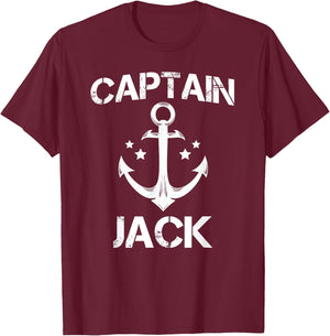 CAPTAIN JACK Funny Birthday Personalized Name Boat Gift T-Shirt - T-Shirt | Maroon