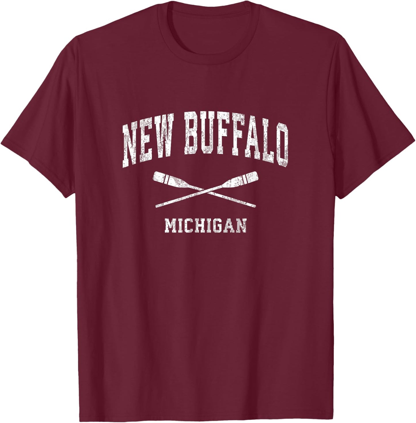 New Buffalo Michigan Vintage Nautical Paddles Sports Oars T-Shirt - T-Shirt | Maroon