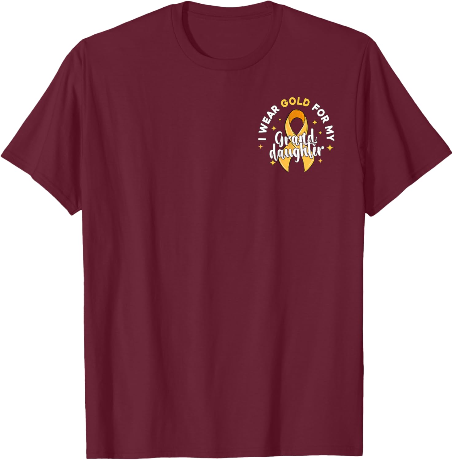 I Wear Gold For My Granddaughter Pocket Childhood Cancer T-Shirt - T-Shirt | Maroon