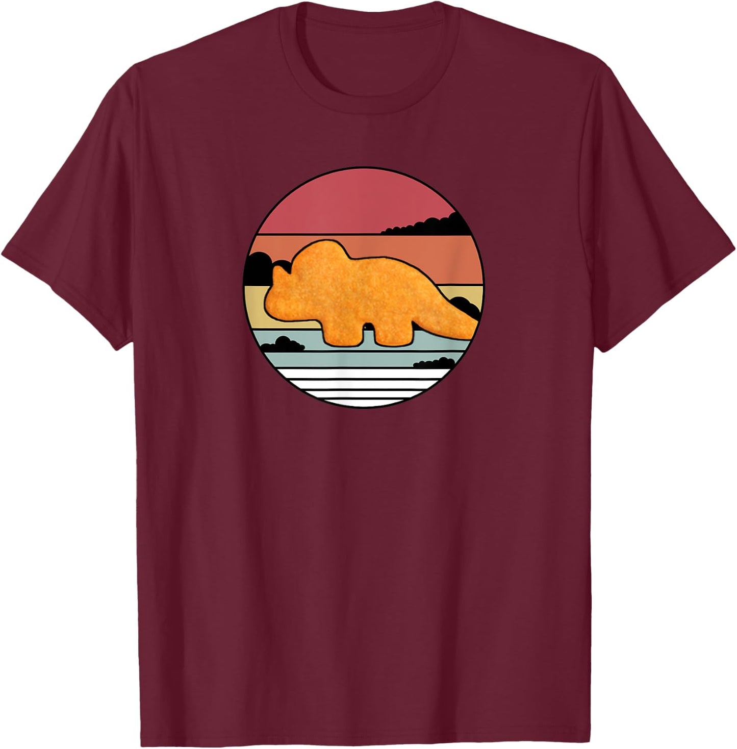 Dino Triceratops Chicken Nugget Retro | Vintage Dinosaur T-Shirt - T-Shirt | Maroon