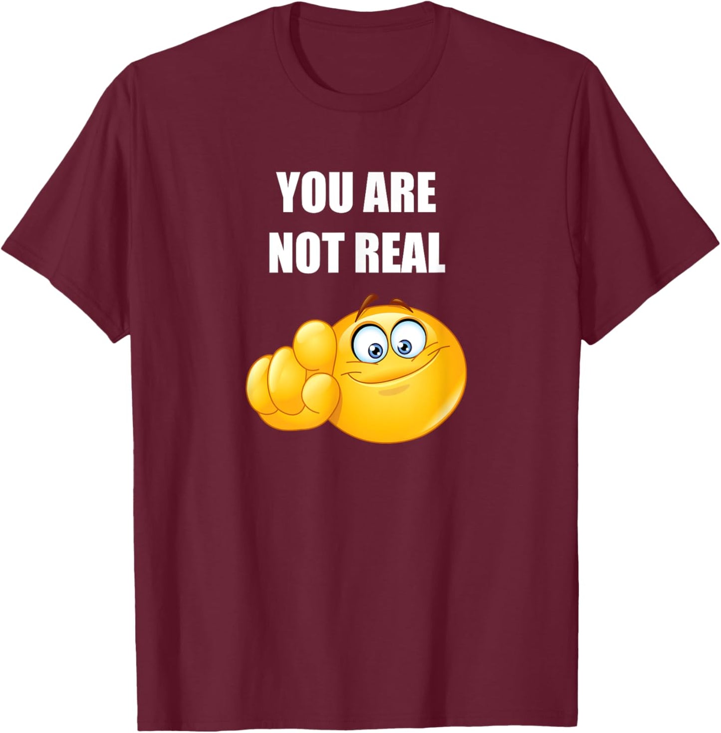 You Are Not Real Funny Pointing At You T-Shirt - T-Shirt | Maroon