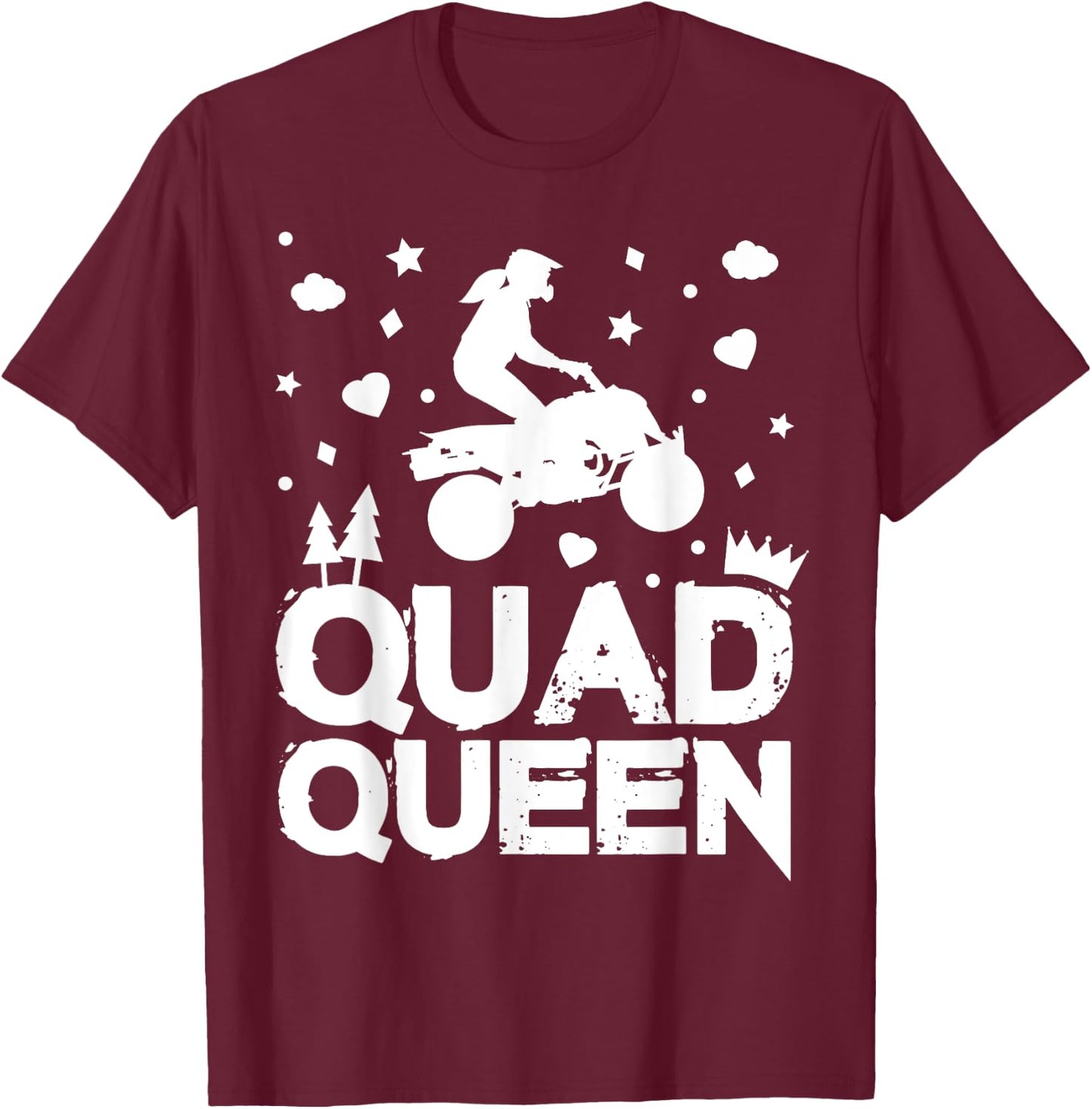 Cute ATV Four Wheeling Quad Queen Girls Offroad Riding T-Shirt - T-Shirt | Maroon