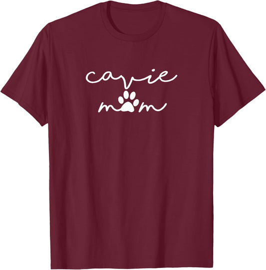 Cavalier King Charles Spaniel Mom Dog Mama Cavie Mom Simple T-Shirt - T-Shirt | Maroon