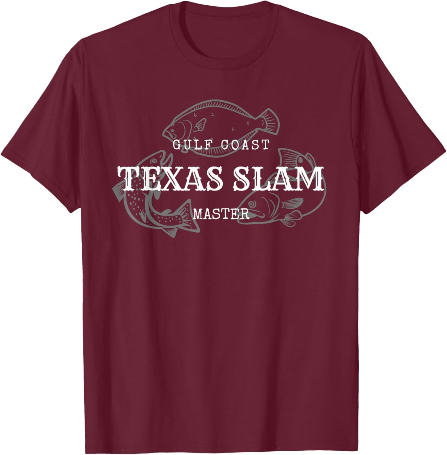 Gulf Coast Texas Grand Slam Fishing Master T-Shirt - T-Shirt | Maroon