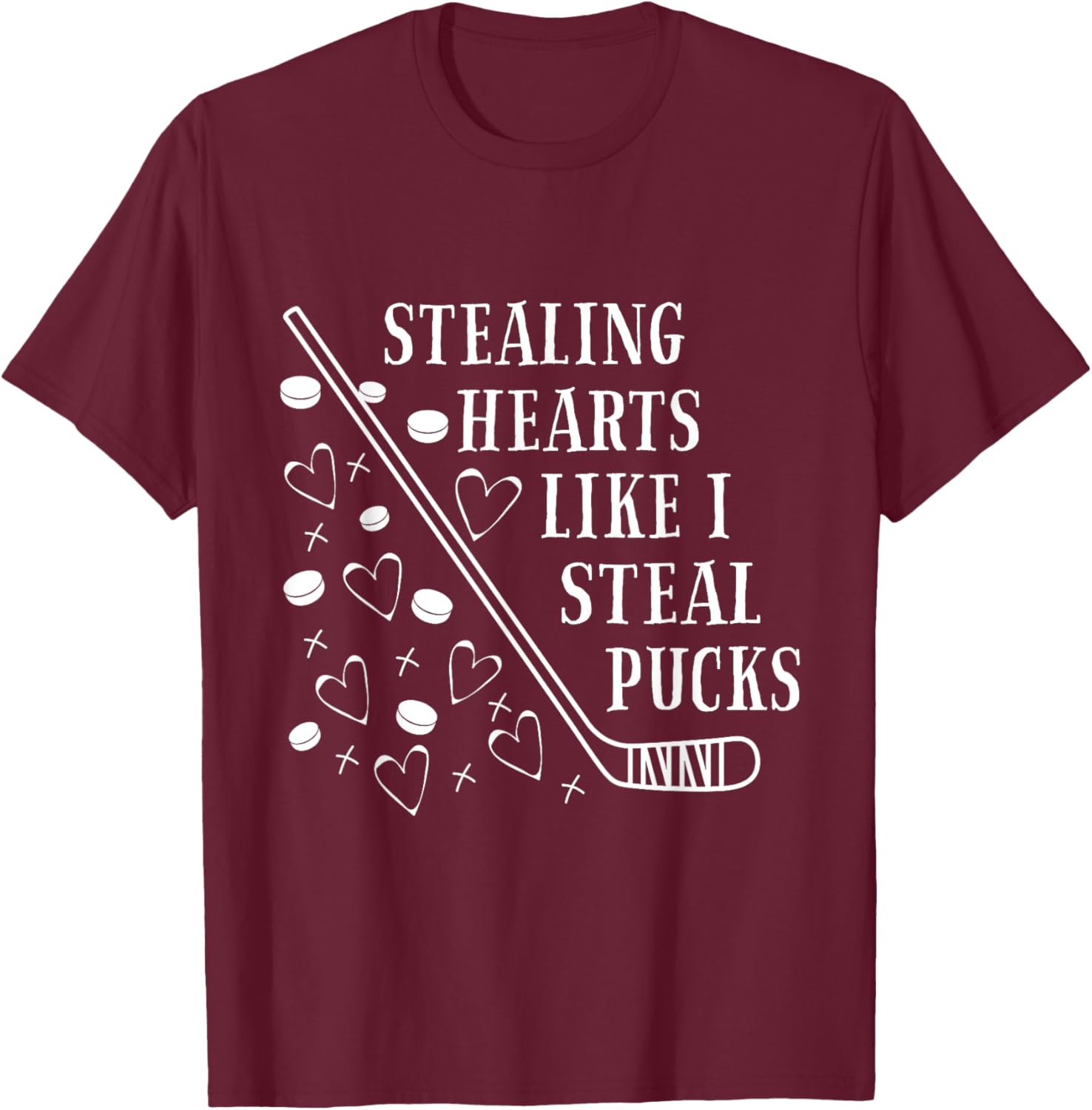 Stealing Heart Like I Steal Pucks Valentines Day Hockey kids T-Shirt - T-Shirt | Maroon