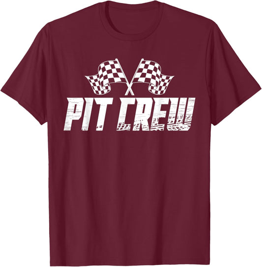 Pit Crew Family Racing Birthday Race Car T-Shirt - T-Shirt | Maroon