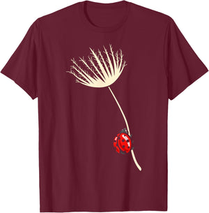 Ladybird, Dandelion, Ladybird Lover, Ladybird, Floral T-Shirt - T-Shirt | Maroon