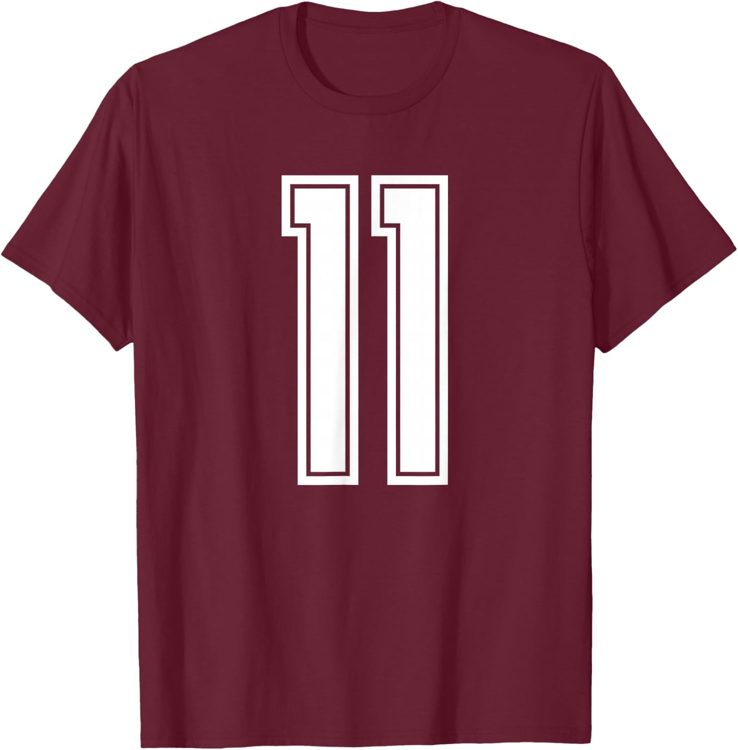 Sport Team White Number 11 T-Shirt - T-Shirt | Maroon