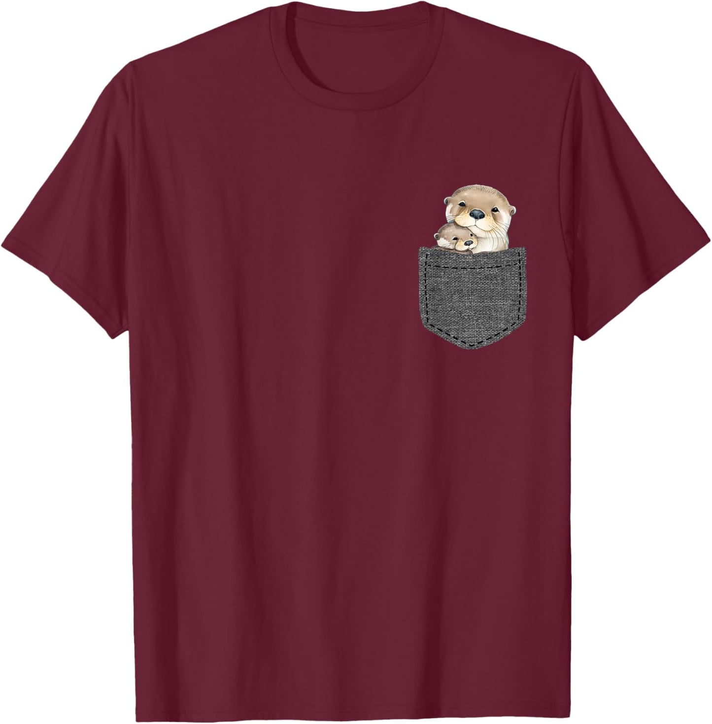 Otter in Brusttasche Otter Baby T-Shirt - T-Shirt | Maroon