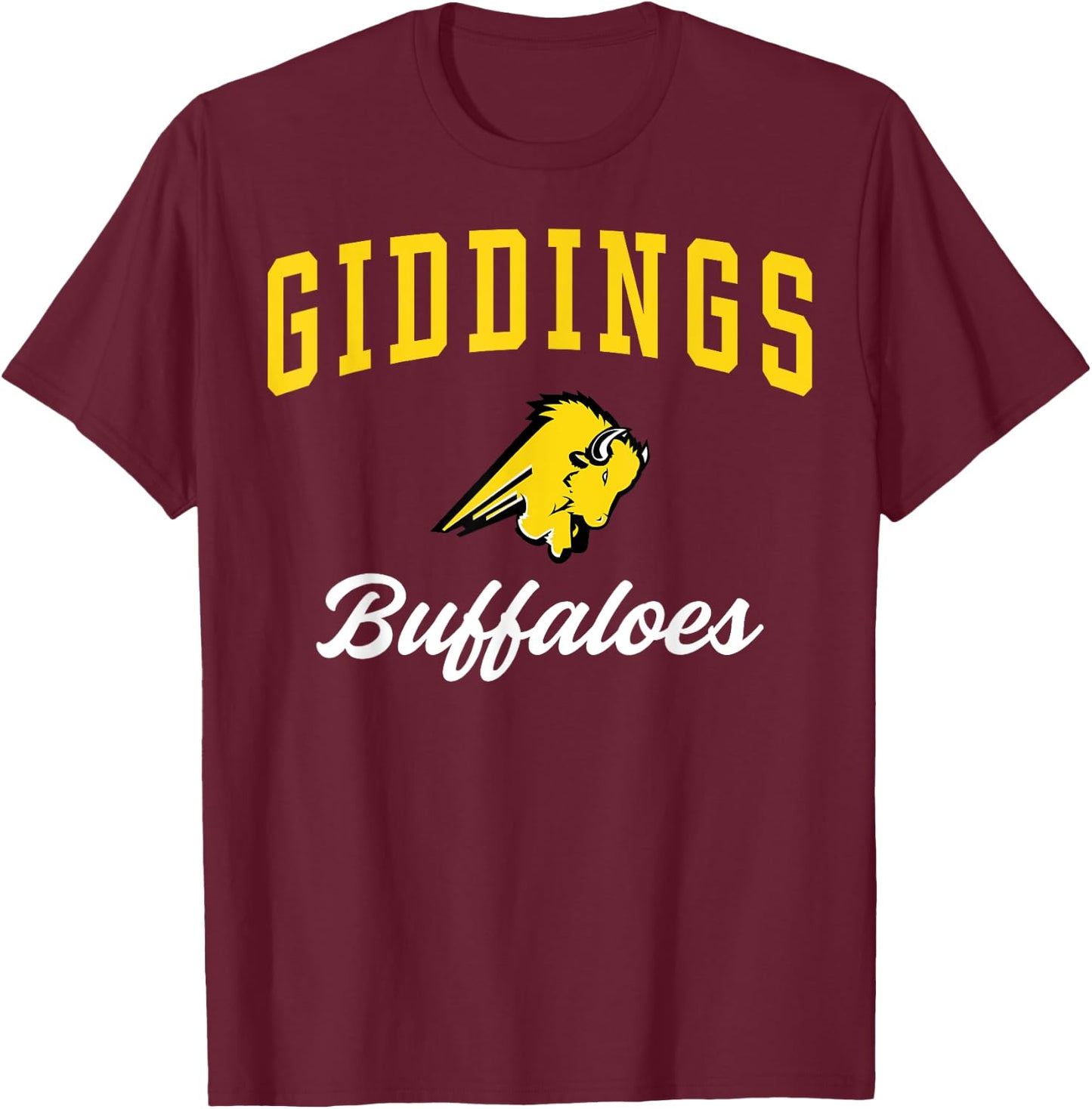 Giddings High School Buffaloes C3 T-Shirt - T-Shirt | Maroon