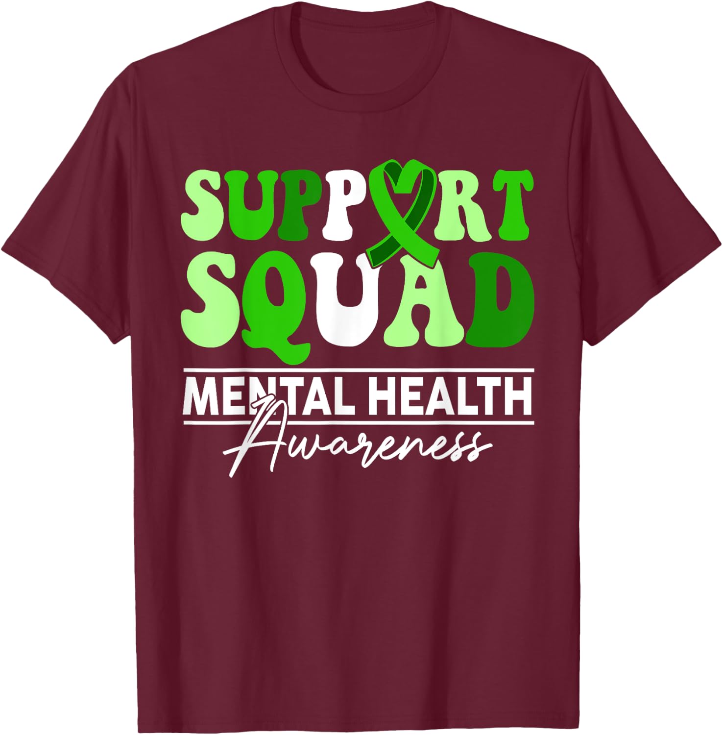 Support Squad Sunflower Hair Mental Health Awareness T-Shirt - T-Shirt | Maroon