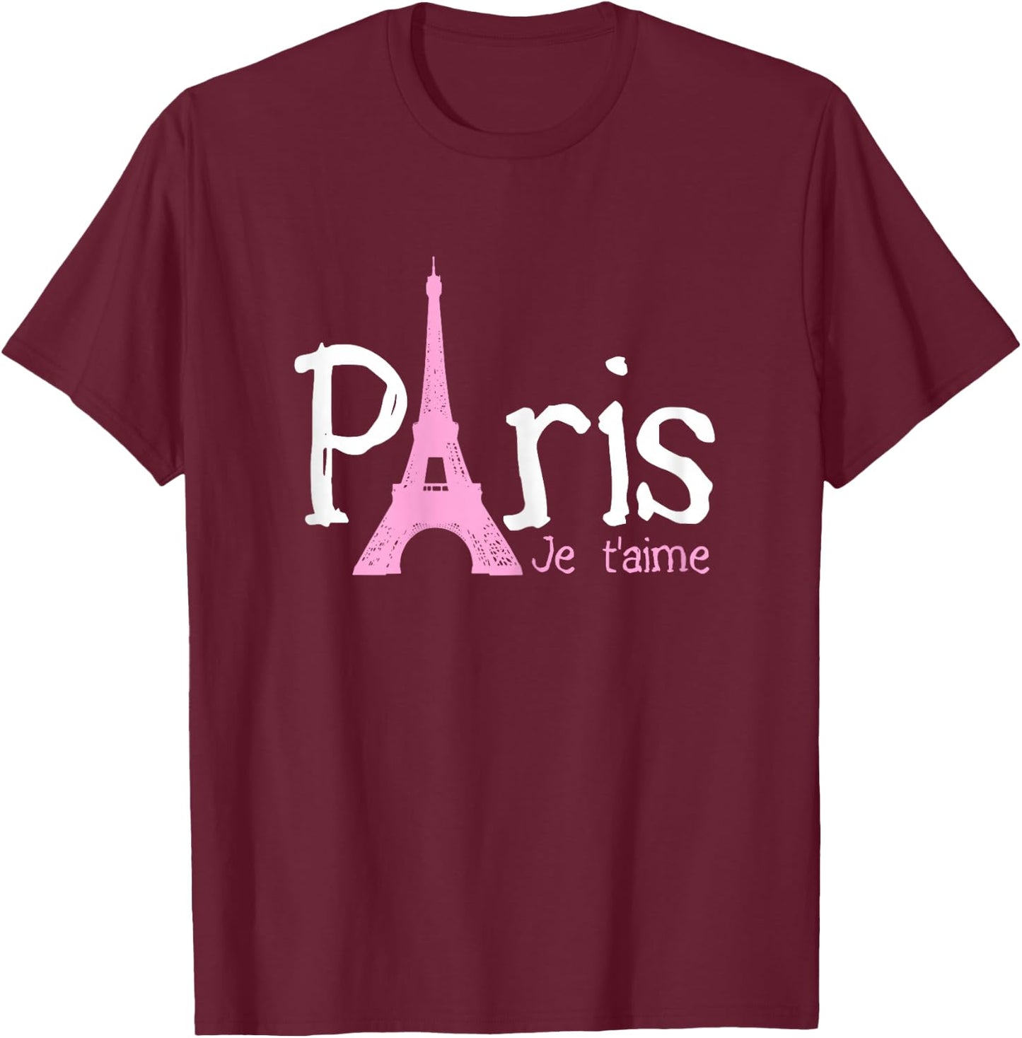 Paris Je T'aime - Eiffel Tower French France Souvenir T-Shirt - T-Shirt | Maroon