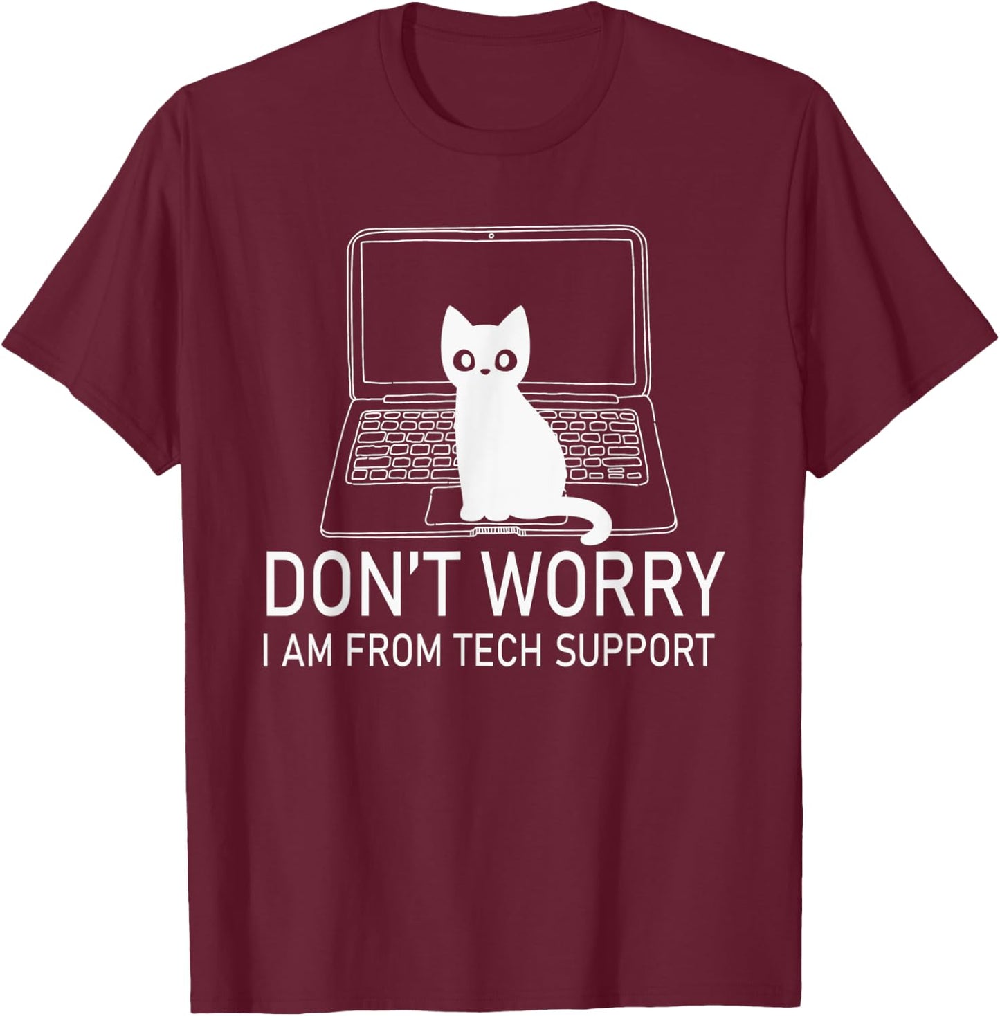 Don't Worry Cat Gaming PC Computer Laptop Mouse Keyboard T-Shirt - T-Shirt | Maroon