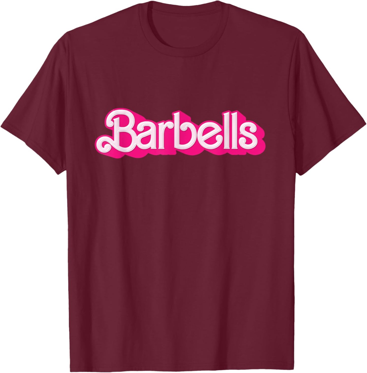 Barbells Pink Retro Gym Workout Classic Girl Gear T-Shirt - T-Shirt | Maroon