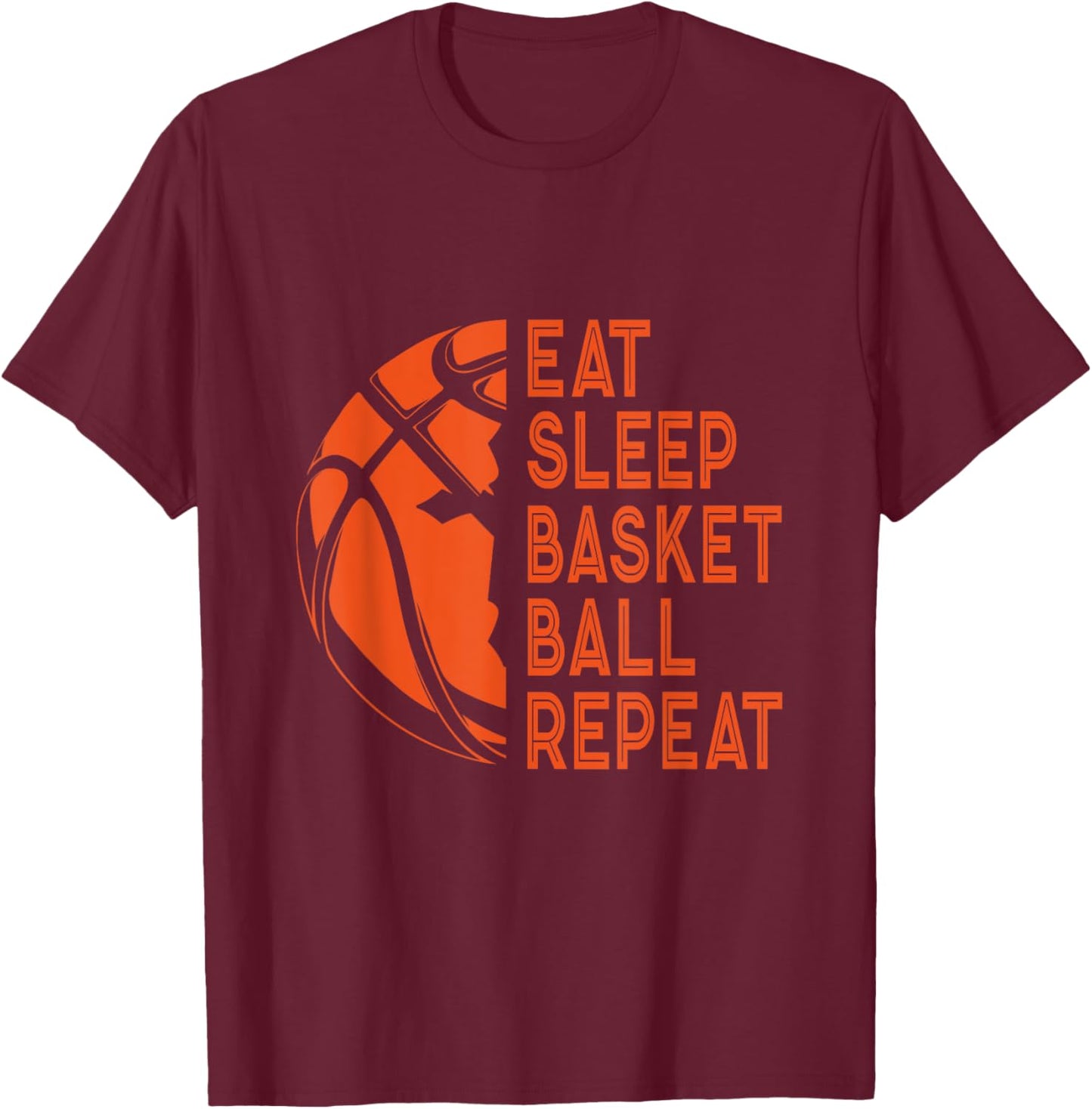 Basketball Player Eat Sleep Basketball Repeat T-Shirt - T-Shirt | Maroon