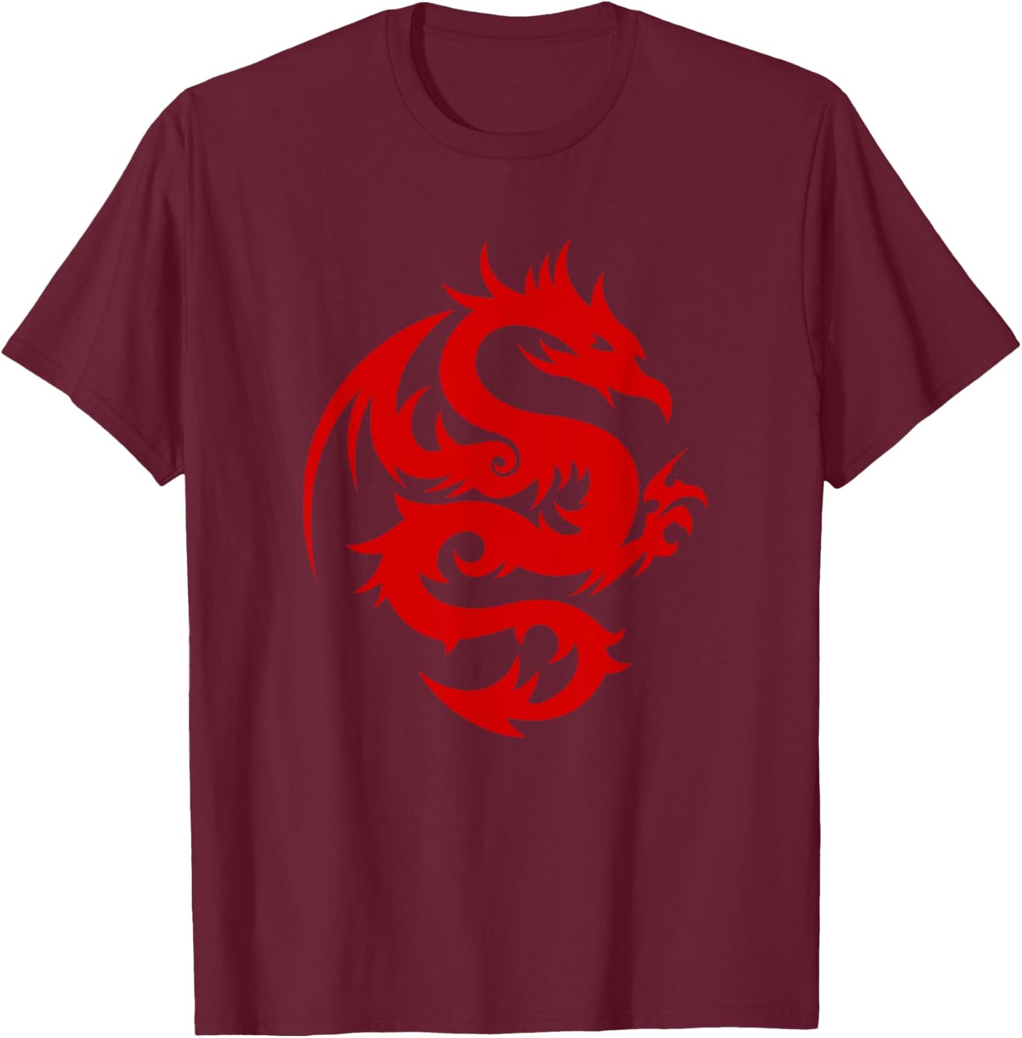 Dragon Art, Chinese Symbol of Power, Strength, Good Luck T-Shirt - T-Shirt | Maroon