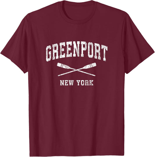 Greenport New York Vintage Nautical Paddles Sports Oars T-Shirt - T-Shirt | Maroon