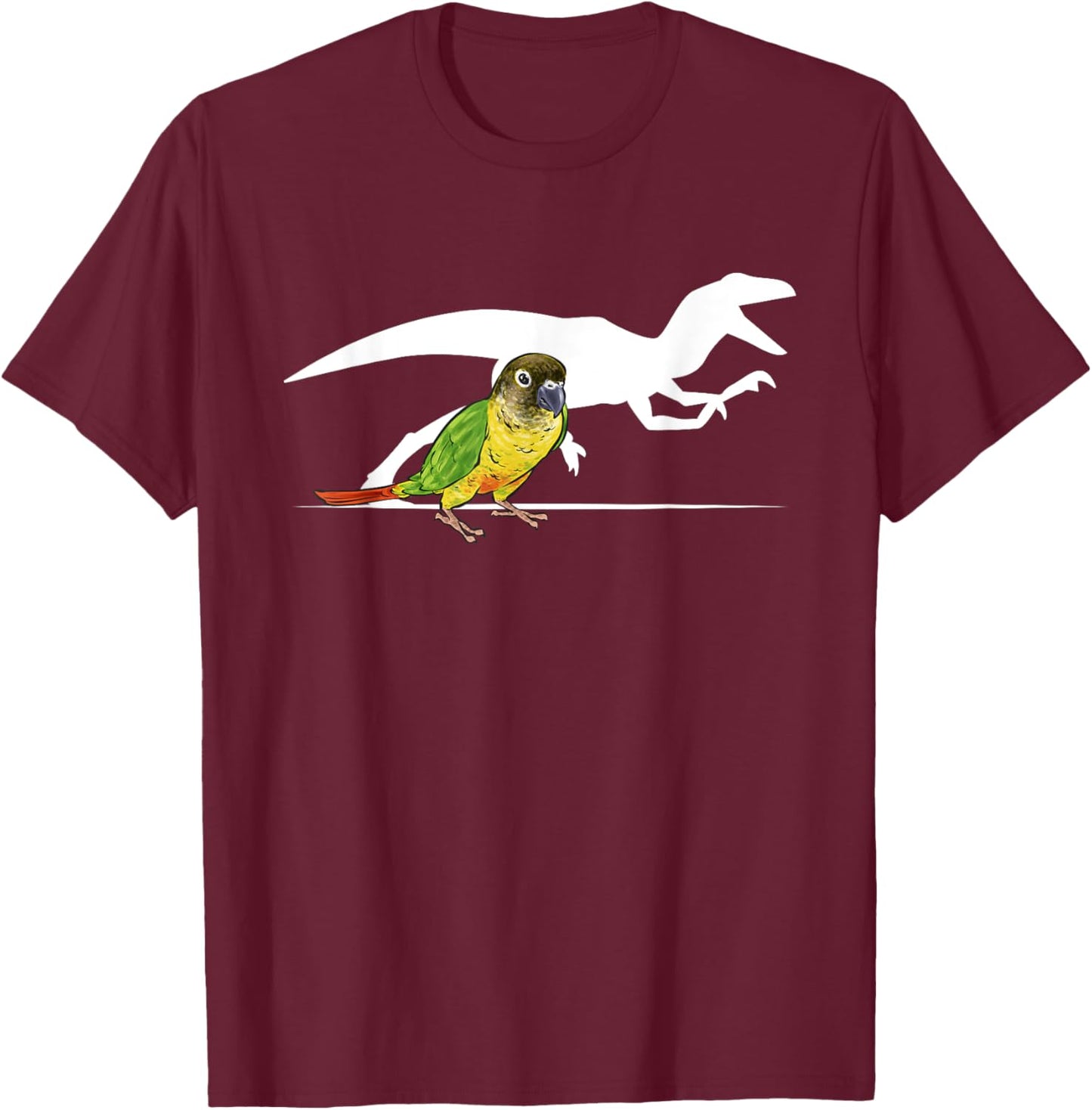 Green Cheeked Conure Raptor Dinosaur Parrot Bird Conure T-Shirt - T-Shirt | Maroon