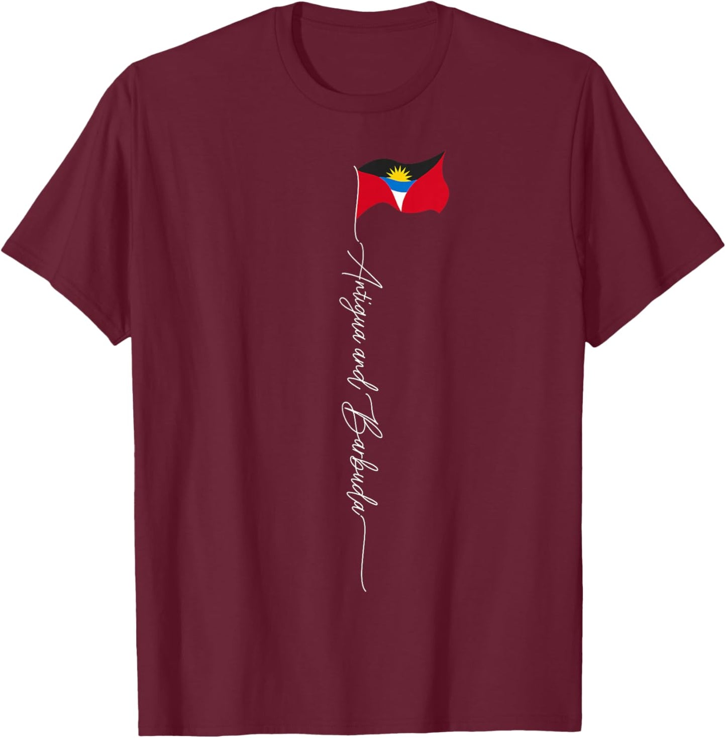 Antigua & Barbuda Flag, Antigua & Barbuda Patriotic Flag T-Shirt - T-Shirt | Maroon