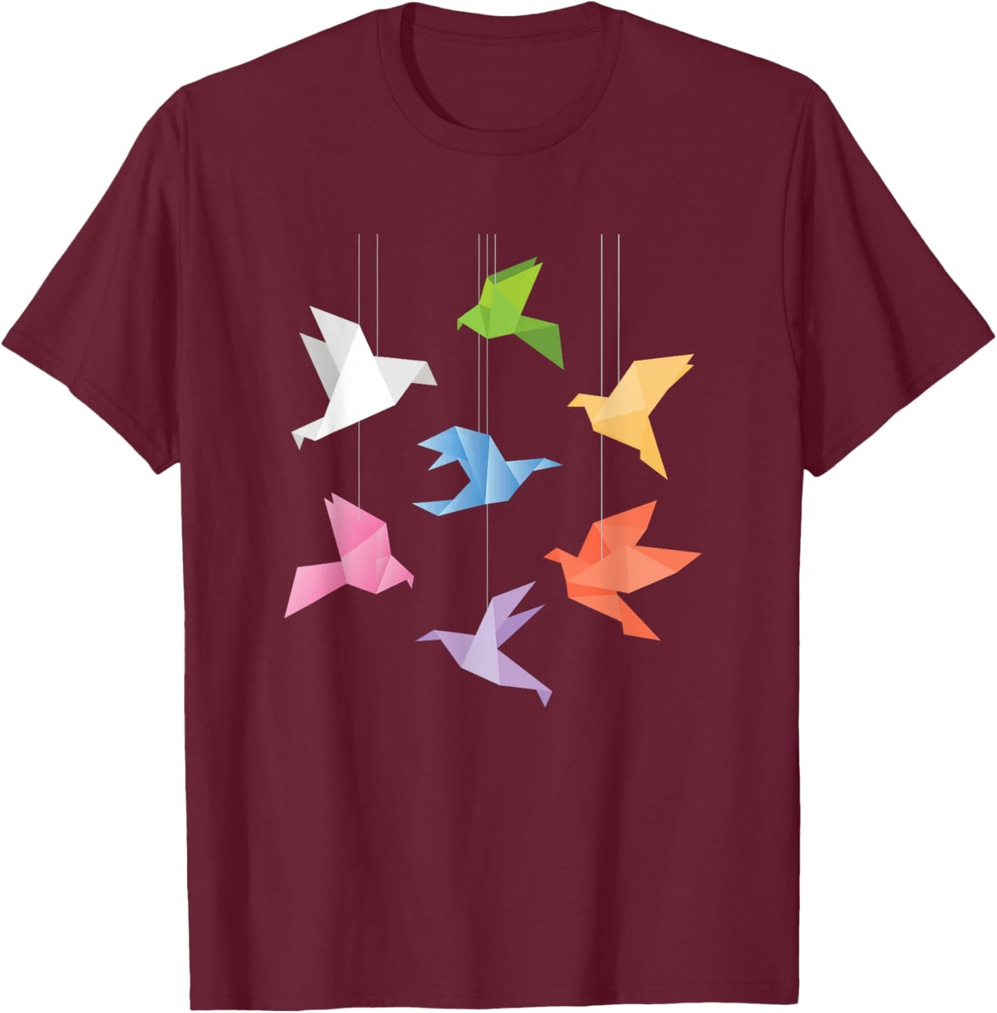 Paper Cranes - Origami Birds Origamist Paper Folding Artist T-Shirt - T-Shirt | Maroon