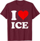 Red Heart I Love Ice T-Shirt - T-Shirt | Maroon