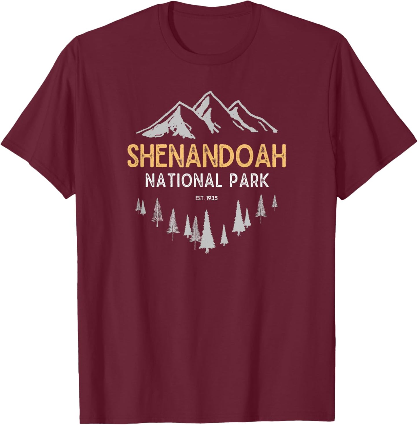 Shenandoah National Park Est 1935 Vintage Virginia T-Shirt - T-Shirt | Maroon