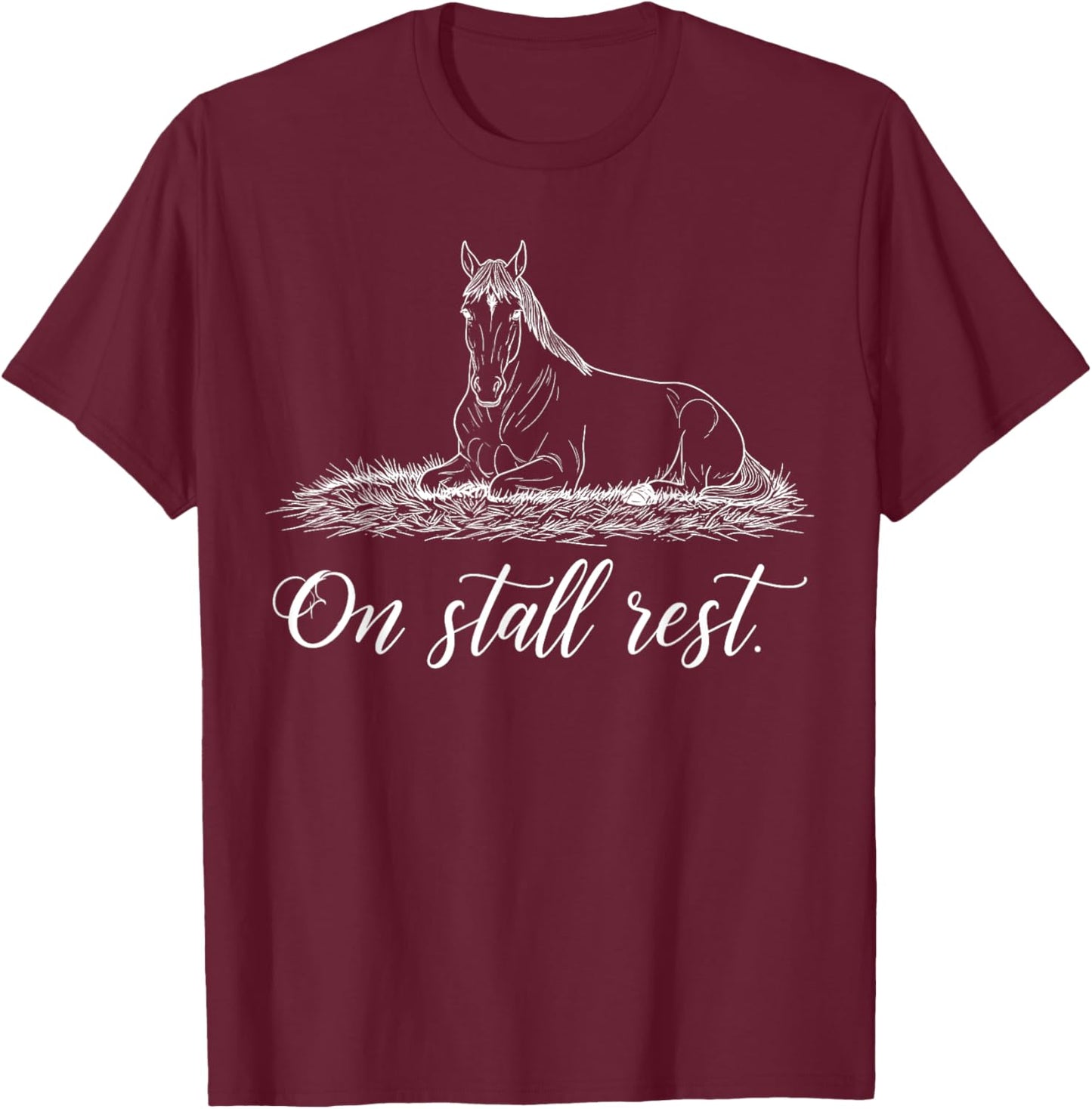 On Stall Rest Equestrian Horse Riding Rodeo Rider minimalist T-Shirt - T-Shirt | Maroon