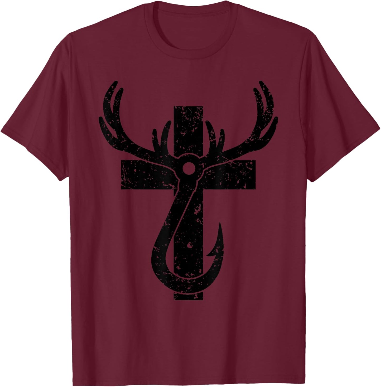 Funny Christian Hunting Fishing Lover Gift T-Shirt - T-Shirt | Maroon