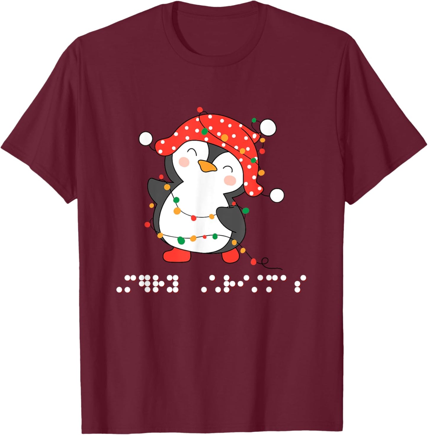 Sim Braille Christmas Clothing Accessories Kids Teacher TVI T-Shirt - T-Shirt | Maroon