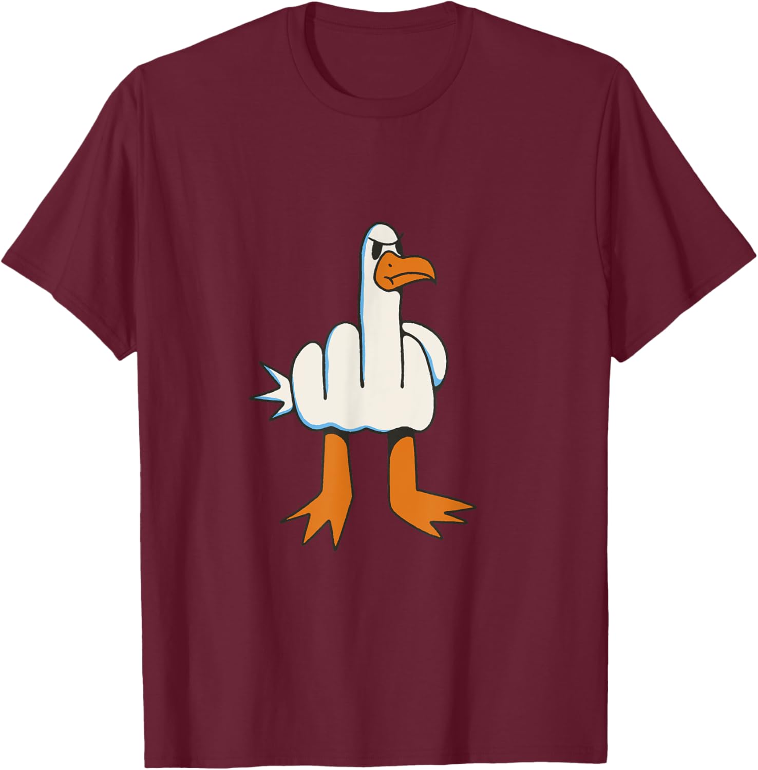 Bird giving the bird with the middle finger T-Shirt - T-Shirt | Maroon