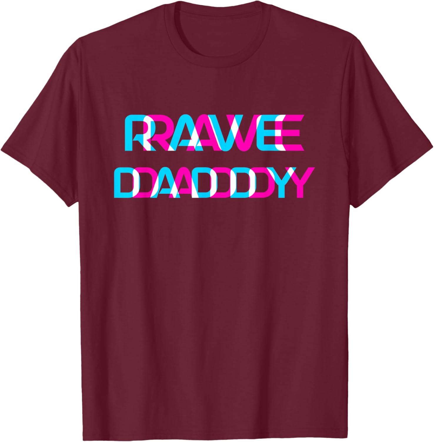 Rave Daddy EDM Music Festival Glitch Optical Illusion Trippy T-Shirt - T-Shirt | Maroon