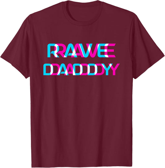 Rave Daddy EDM Music Festival Glitch Optical Illusion Trippy T-Shirt - T-Shirt | Maroon