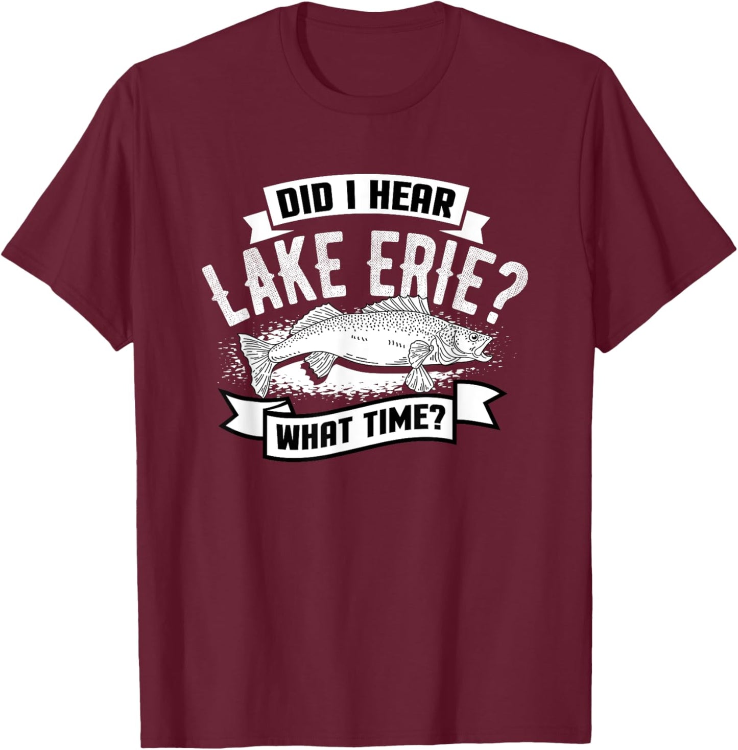 Lake Erie Walleye Fishing T-Shirt - T-Shirt | Maroon