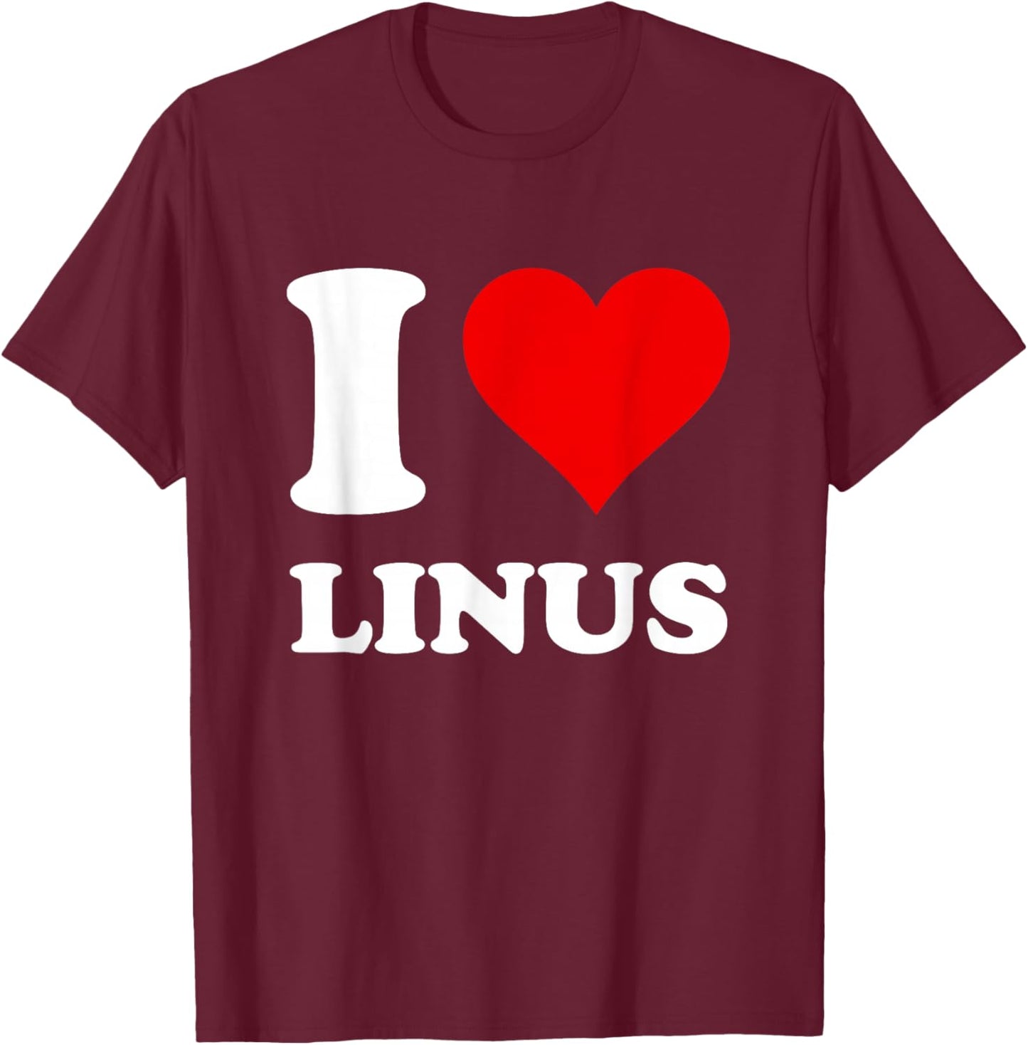 Red Heart I Love Linus T-Shirt - T-Shirt | Maroon