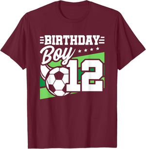 Soccer Birthday Party - 12 Year Old Boy - 12th Birthday T-Shirt - T-Shirt | Maroon