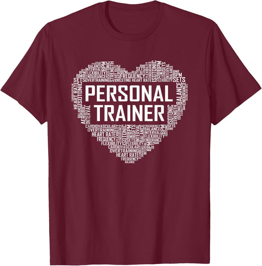 Funny Personal Trainer Heart Gift Gym Coach Training Gifts T-Shirt - T-Shirt | Maroon