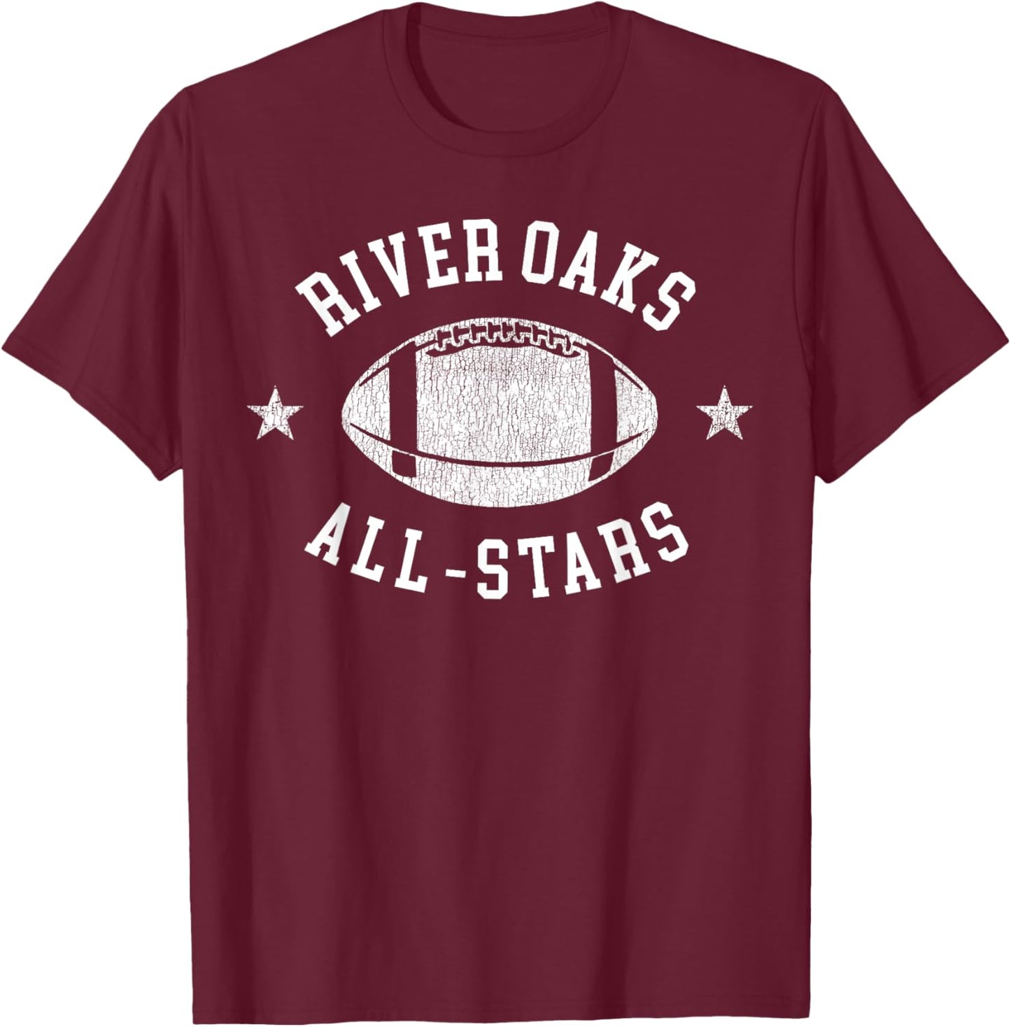 River Oaks Vintage All-Stars Football Retro 80s T-Shirt - T-Shirt | Maroon