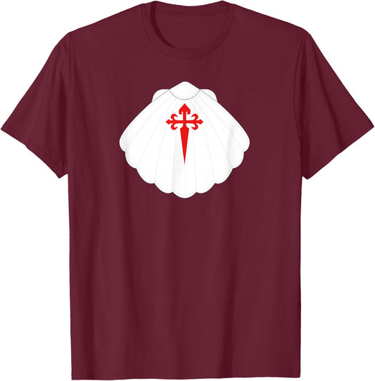 Camino de Santiago Pilgrims Way of Saint James Shell Symbol Gift T-Shirt - T-Shirt | Maroon