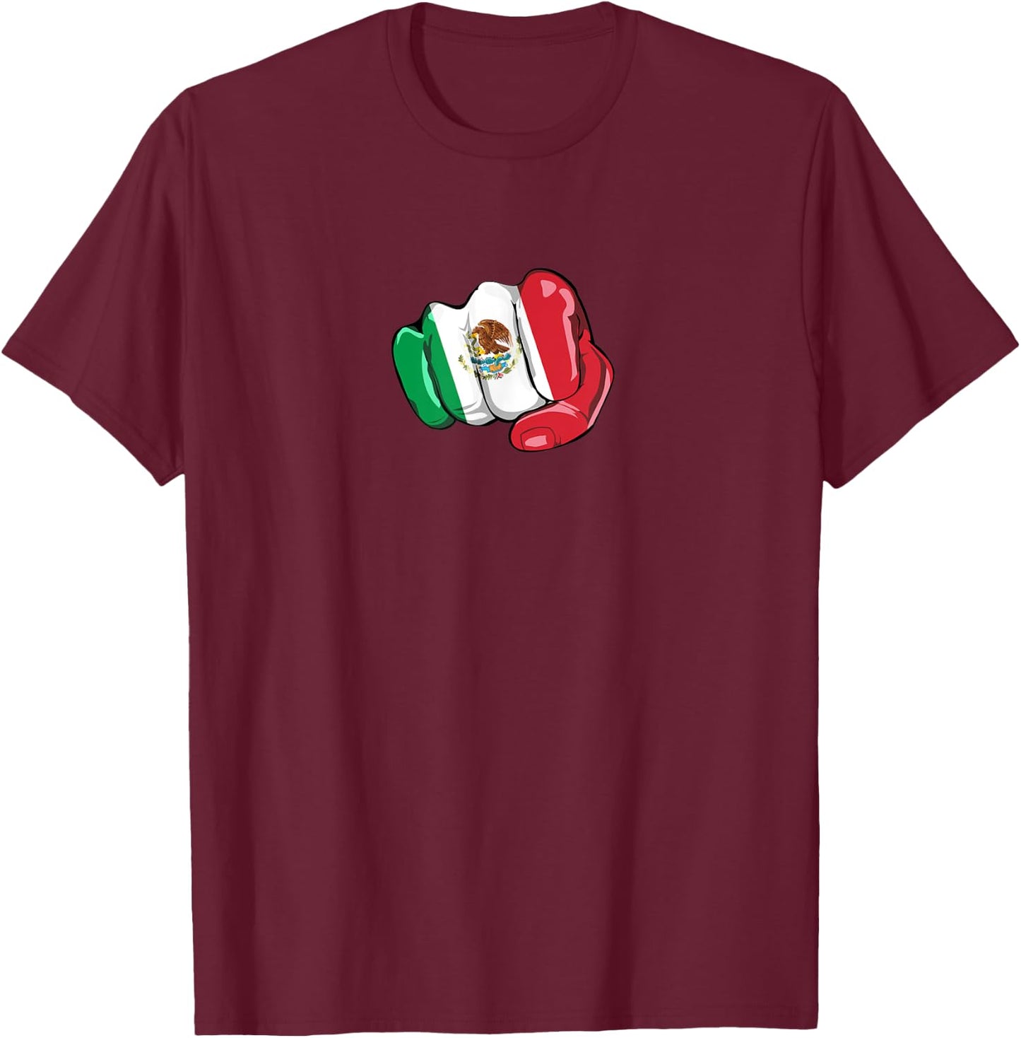 Mexican flag Respect Universal Language Hand Fist Gift T-Shirt - T-Shirt | Maroon