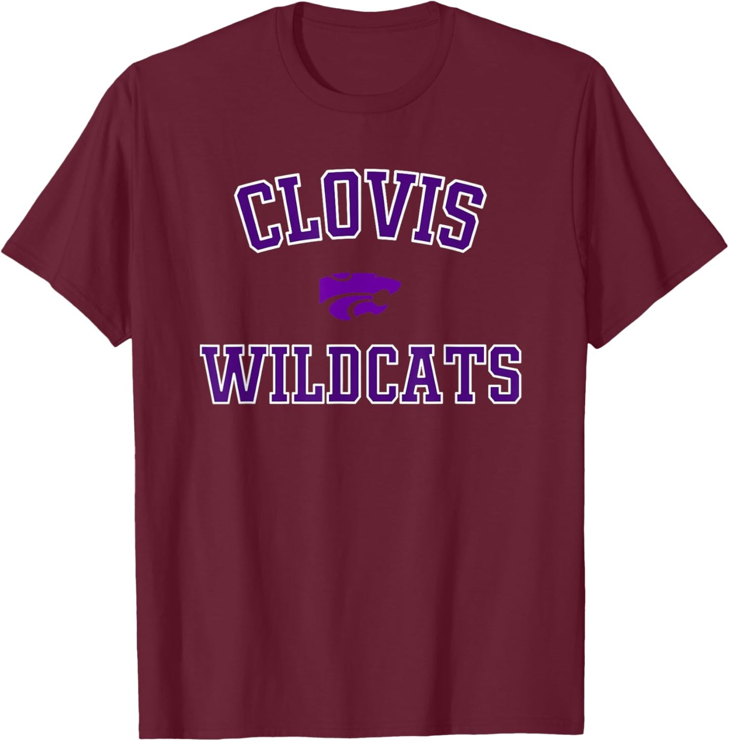 Clovis Wildcats Logo Varsity HS T-Shirt - T-Shirt | Maroon