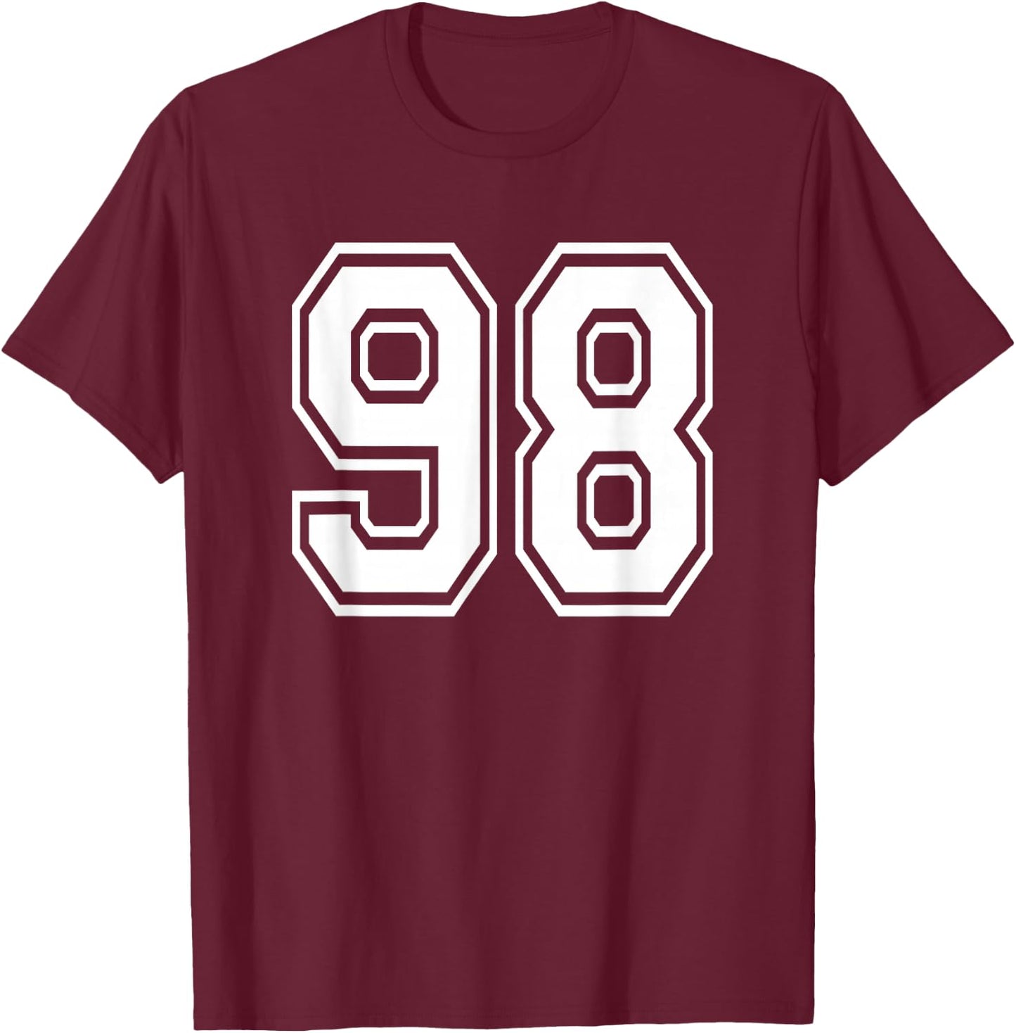 Number 98 98th Birthday Gift Player Team Numbered Jersey T-Shirt - T-Shirt | Maroon