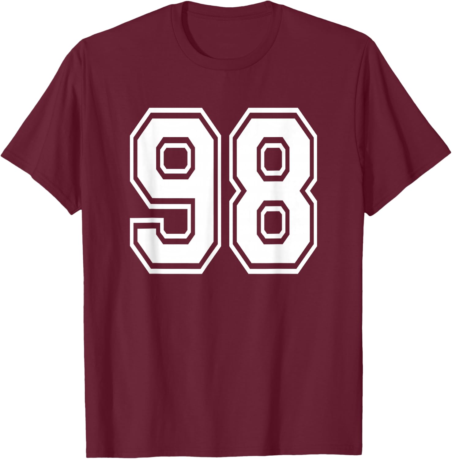 Number 98 98th Birthday Gift Player Team Numbered Jersey T-Shirt - T-Shirt | Maroon