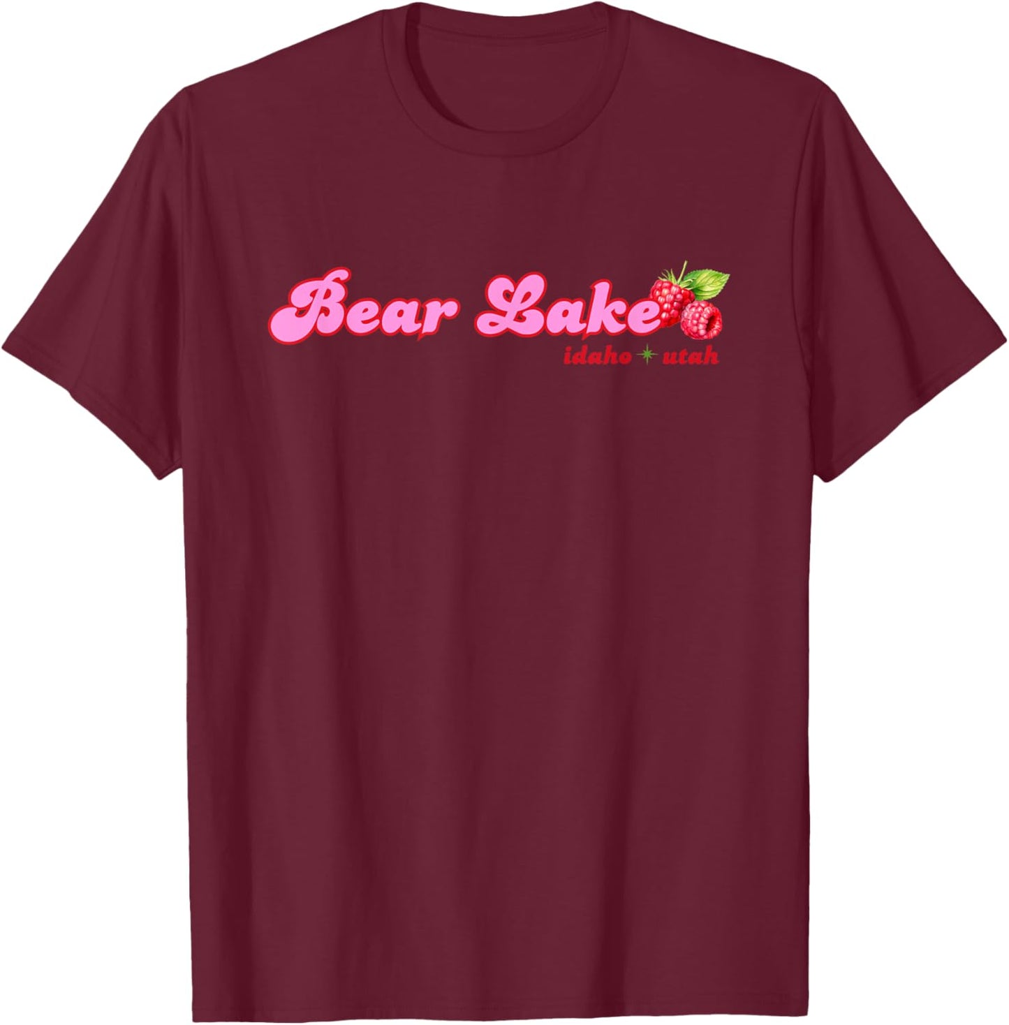Bear Lake Utah Idaho Raspberries T-Shirt - T-Shirt | Maroon