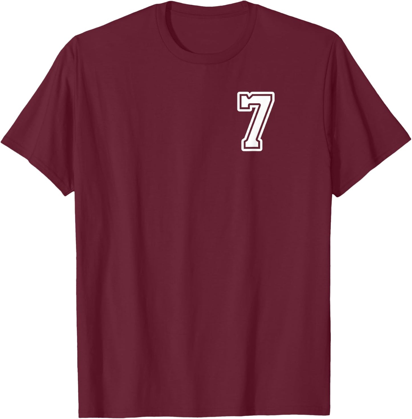 Number 7 Shirt #7 Player Sports Team Men Women Kids T-Shirt - T-Shirt | Maroon