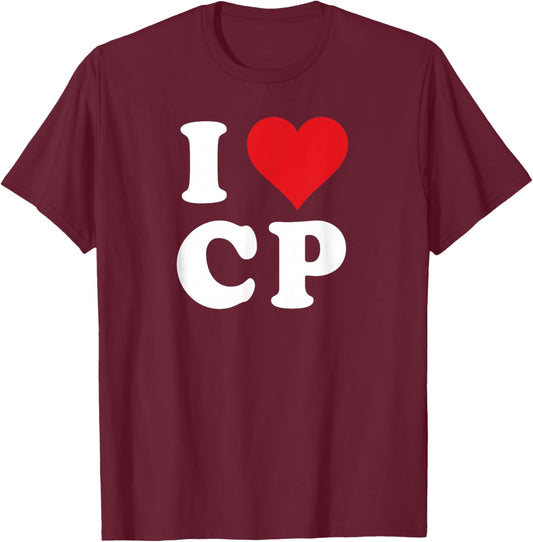 I Heart CP Initials I Love C.P. First And Last Name C P T-Shirt - T-Shirt | Maroon