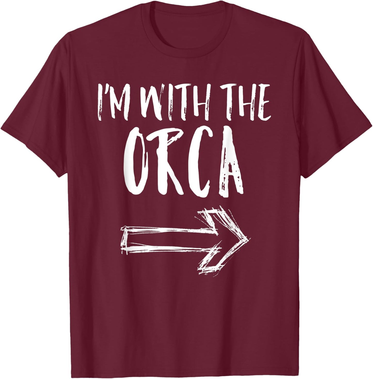 Funny I'm With The Orca Costume Halloween Matching Parent T-Shirt - T-Shirt | Maroon