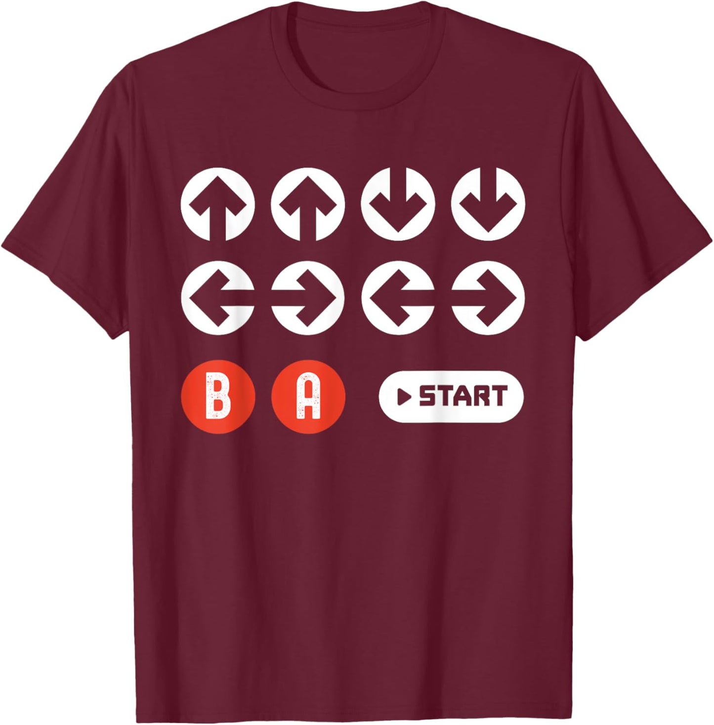 Up Up Down Left Right B A Start Cheat Code Funny Video Game T-Shirt - T-Shirt | Maroon