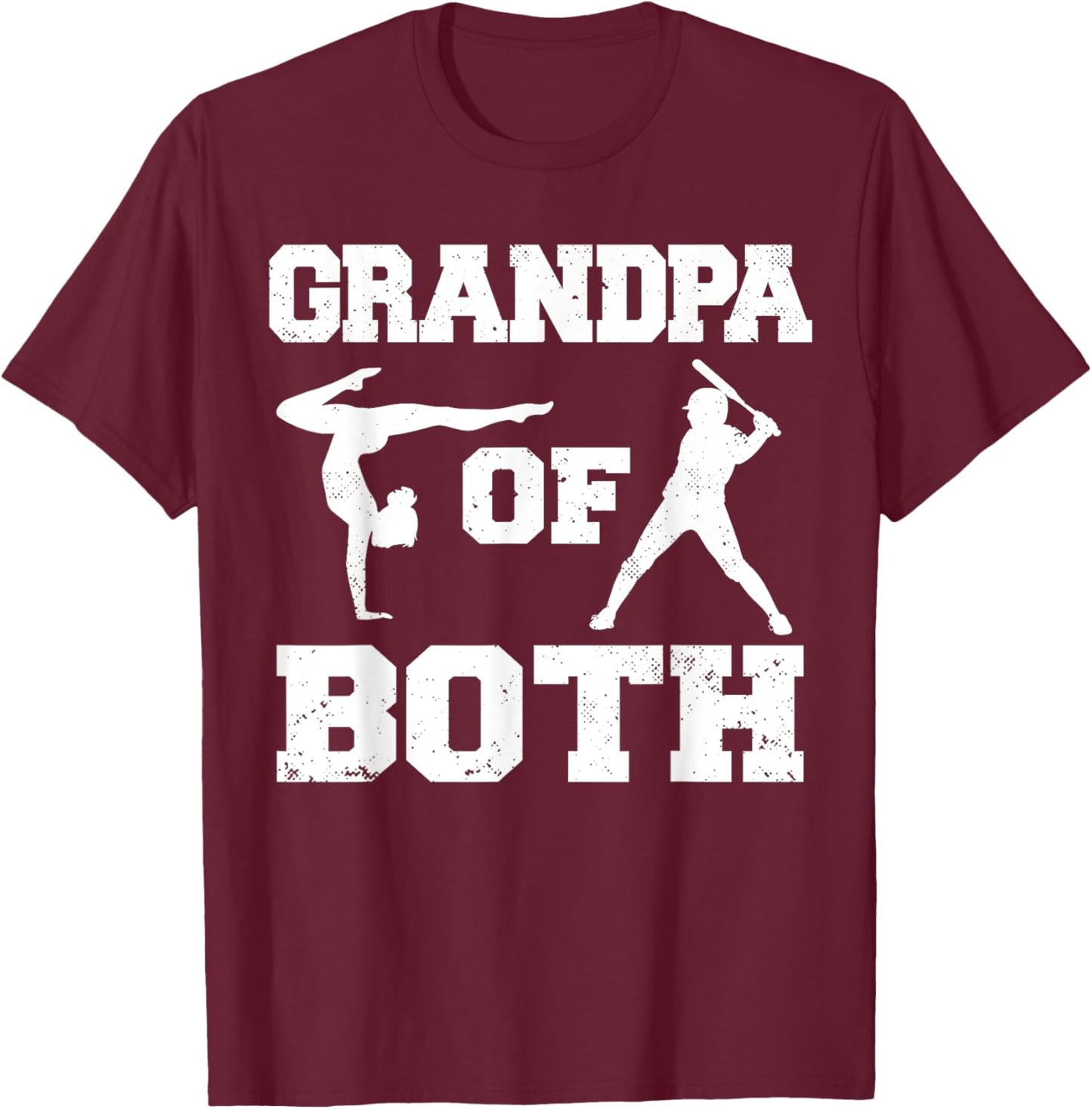 Grandpa Of Both Funny Baseball and Gymnastics Grandpa T-Shirt - T-Shirt | Maroon